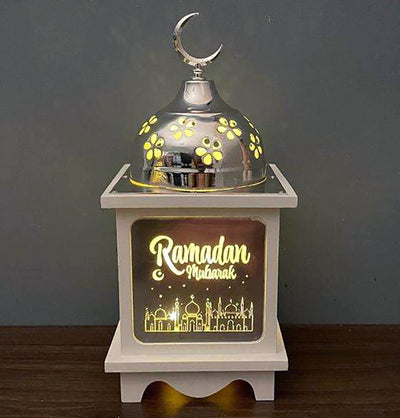 Modefa Ramadan & Eid Party Islamic Holiday Decor | Ramadan Mubarak Lantern 11.5in - White