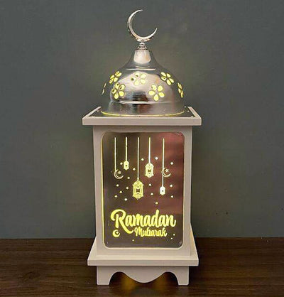 Modefa Ramadan & Eid Party Islamic Holiday Decor | Ramadan Mubarak Lantern 13.5in - White