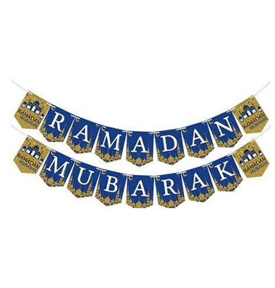 Modefa Ramadan & Eid Party Islamic Holiday Decor | Ramadan Mubarak Mosque Banner Blue
