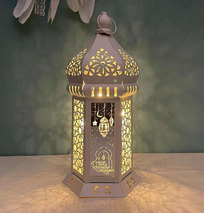 Modefa Ramadan & Eid Party Islamic Holiday Decor | Ramadan Mubarak Star Lantern 12in - White #2
