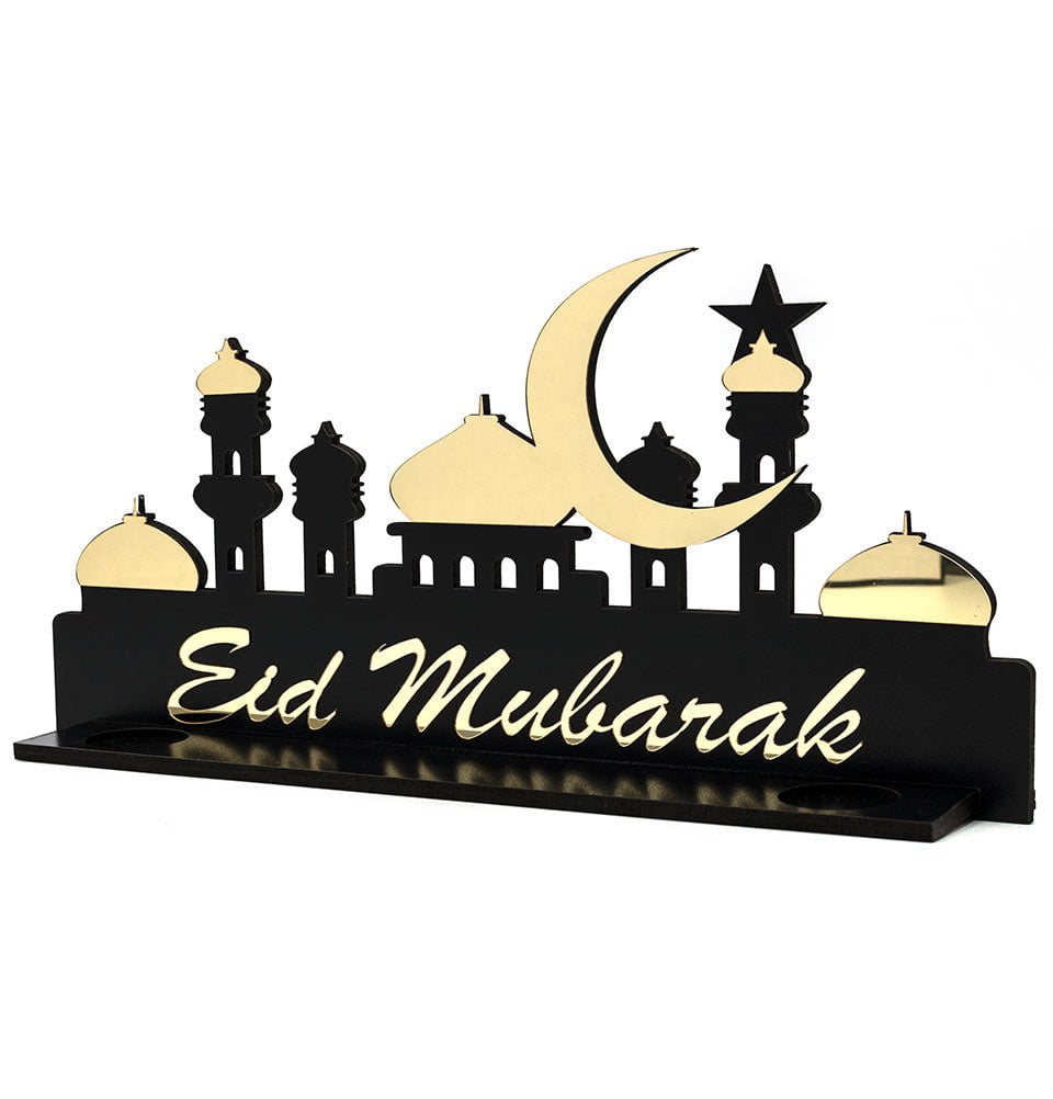 Modefa Ramadan & Eid Party Islamic Table Decor - Masjid & Crescent Eid Mubarak Sign