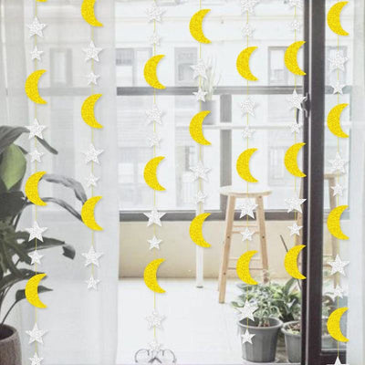 Modefa Ramadan & Eid Party Ramadan Garland Streamer - Crescent Moon & Stars