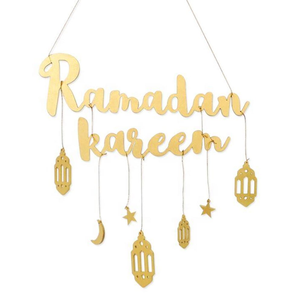 Modefa Ramadan & Eid Party Ramadan Mubarak Wooden Wall Hanging - Natural Wood