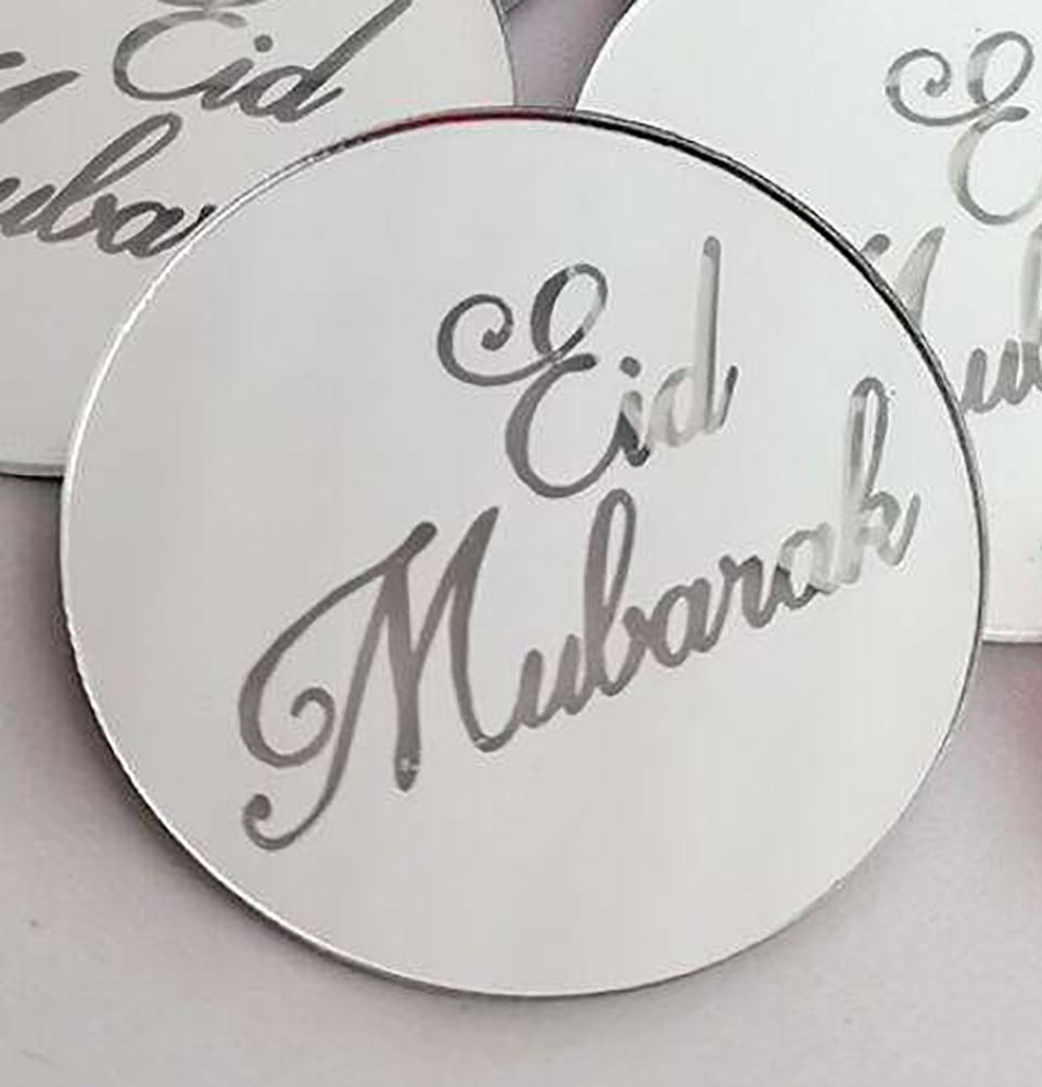 Modefa Ramadan & Eid Party Silver / 1pc Islamic Holiday Decor | Acrylic Round Cupcake Toppers Eid Mubarak