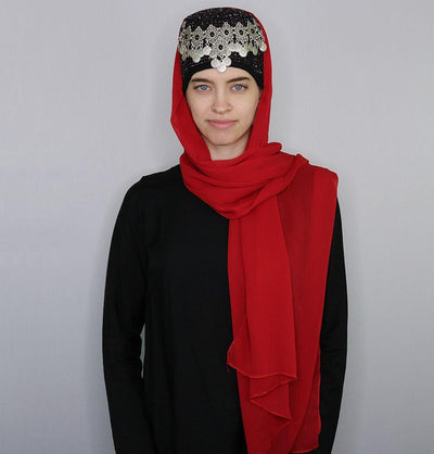 Traditional Turkish Ottoman Hat for Women - Ertugrul Halime Hatun - Red