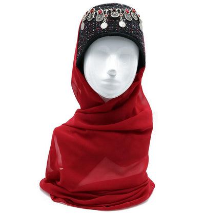 Modefa Red Traditional Turkish Ottoman Hat for Women - Ertugrul Halime Hatun - Red #2