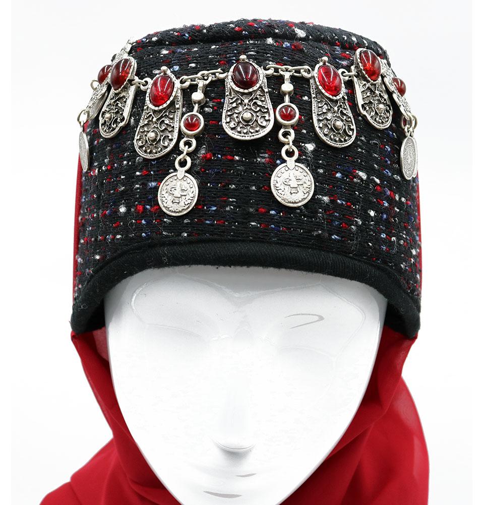 Modefa Red Traditional Turkish Ottoman Hat for Women - Ertugrul Halime Hatun - Red #2