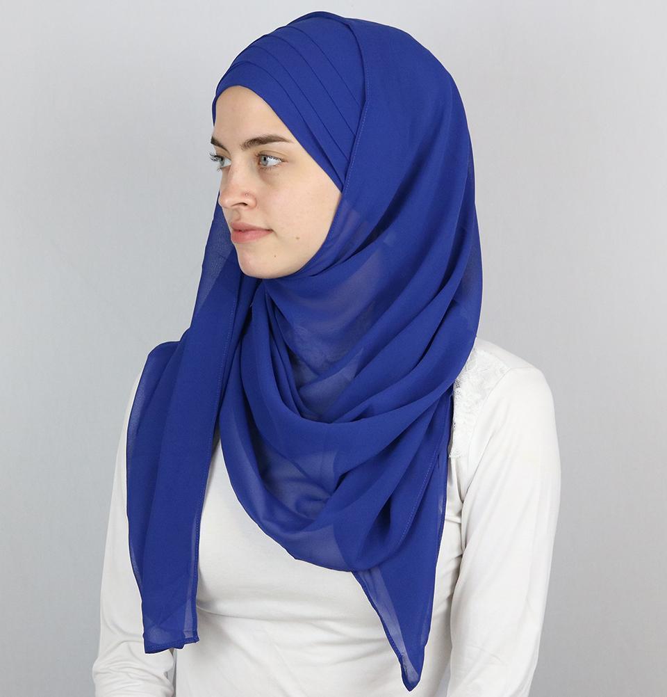 Modefa Royal Blue Practical Instant Chiffon Hijab Shawl CPS0062 Royal Blue