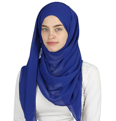 Modefa Royal Blue Practical Instant Chiffon Hijab Shawl CPS0062 Royal Blue