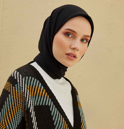 Modefa scarf Black Medine Ipek Chiffon Square Hijab - Black