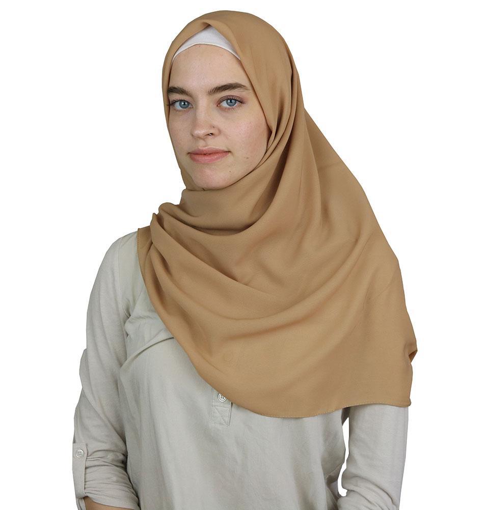 Medine Square Solid Chiffon Hijab Scarf Camel