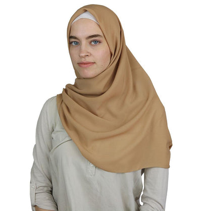 Medine Square Solid Chiffon Hijab Scarf Camel