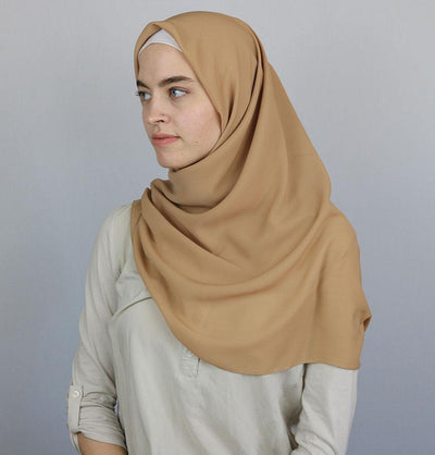 Medine Square Solid Chiffon Hijab Scarf Camel