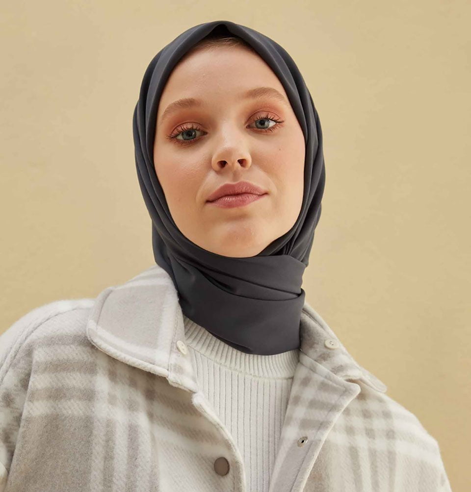 Modefa scarf Charcoal Grey Medine Ipek Chiffon Square Hijab - Charcoal Grey