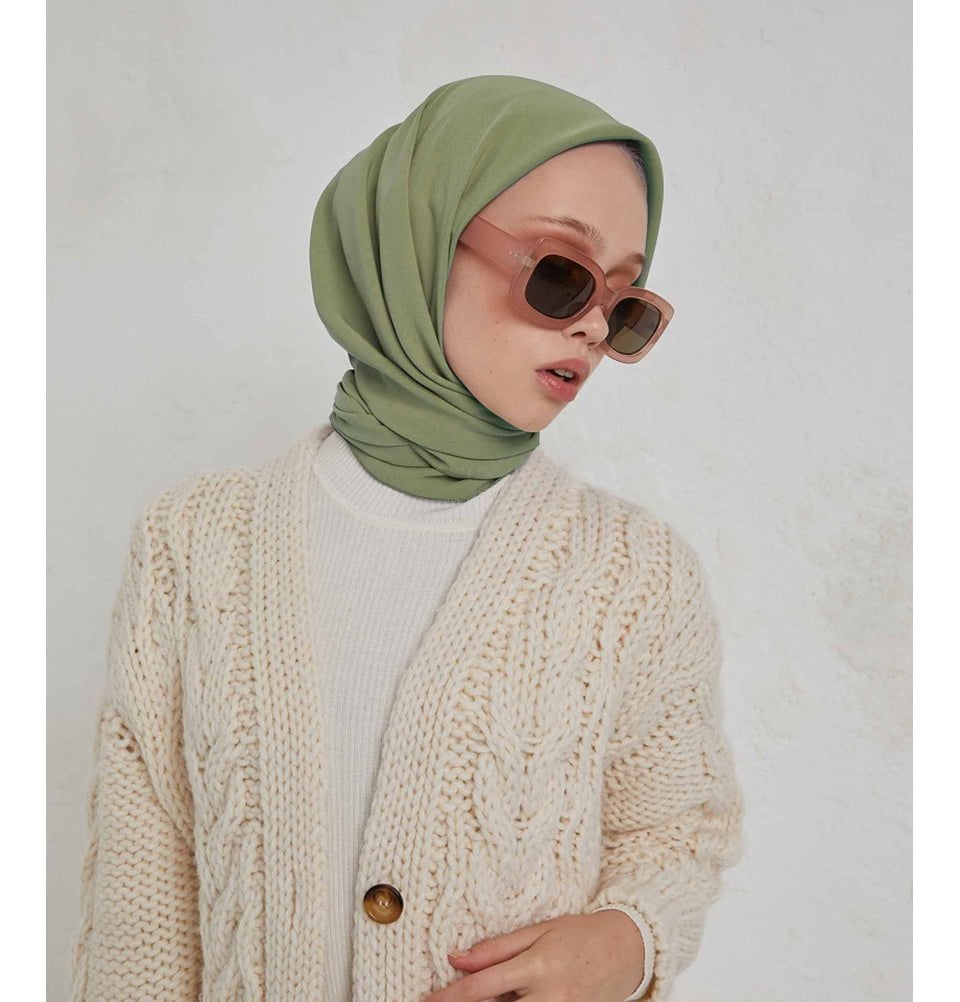 Modefa scarf Olive Green Medine Ipek Chiffon Square Hijab - Olive Green