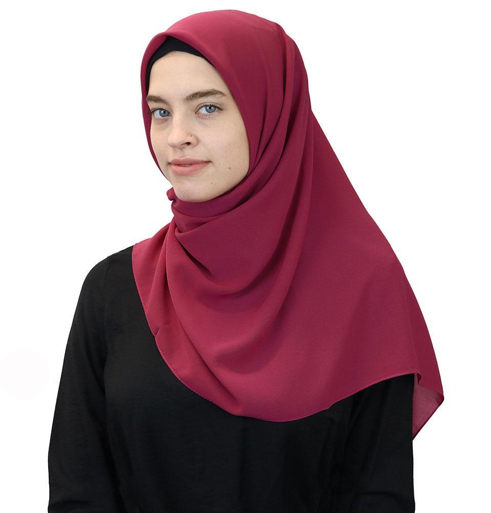 Medine Square Solid Chiffon Hijab Scarf Raspberry