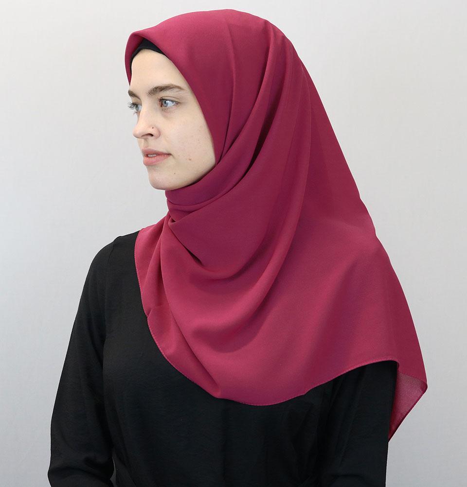 Medine Square Solid Chiffon Hijab Scarf Raspberry
