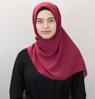 Medine Square Solid Chiffon Hijab Scarf Raspberry