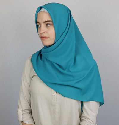 Medine Square Solid Chiffon Hijab Scarf Turquoise