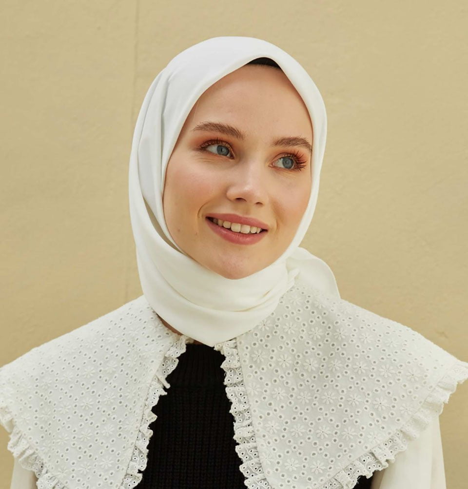 Modefa scarf White Medine Ipek Chiffon Square Hijab - White