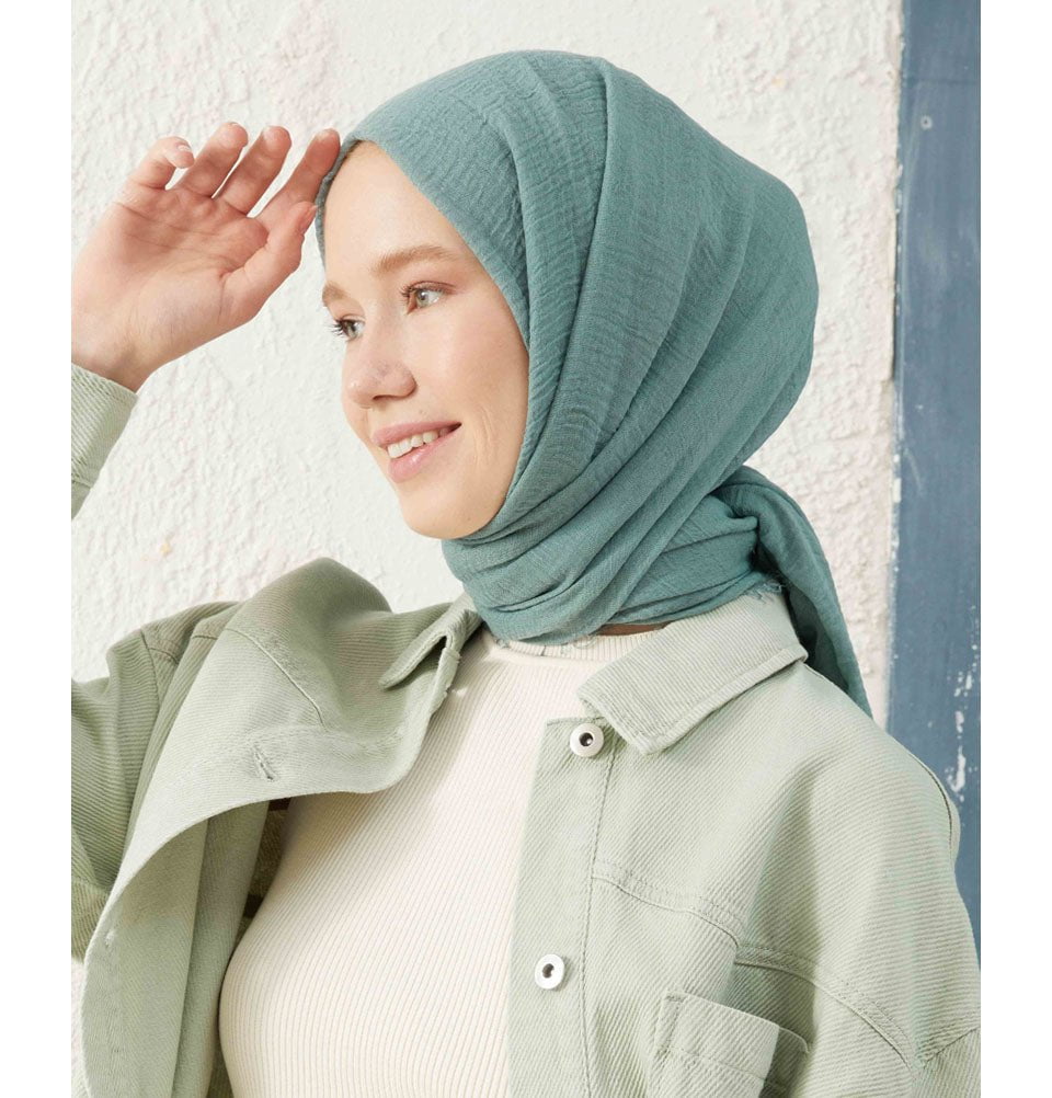 Modefa Shawl Aqua Mint Cozy Crepe Cotton Hijab Shawl - Aqua Mint