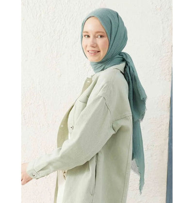 Modefa Shawl Aqua Mint Cozy Crepe Cotton Hijab Shawl - Aqua Mint