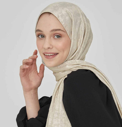 Modefa Shawl Beige Luxury Shine Hijab Shawl - Beige