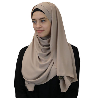 Modefa Shawl Beige Medine Solid Chiffon Hijab Shawl Beige