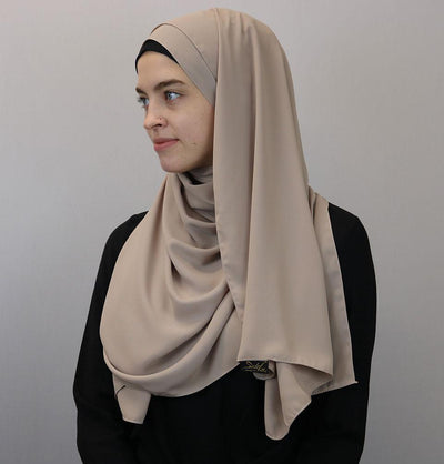 Modefa Shawl Beige Medine Solid Chiffon Hijab Shawl Beige