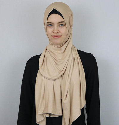 Modefa Premium Jersey Hijab Shawl - Beige