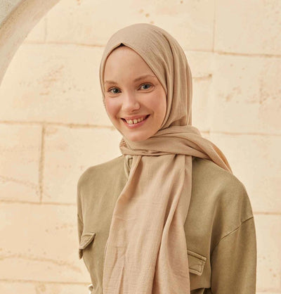 Modefa Shawl Beige Solid Organic Cotton Shawl - Beige