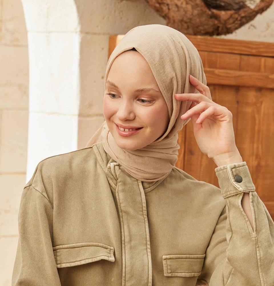 Modefa Shawl Beige Solid Organic Cotton Shawl - Beige