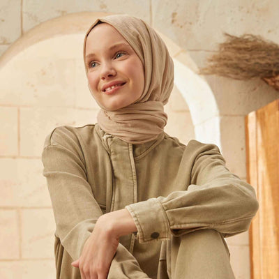 Modefa Shawl Beige Solid Organic Cotton Shawl - Beige