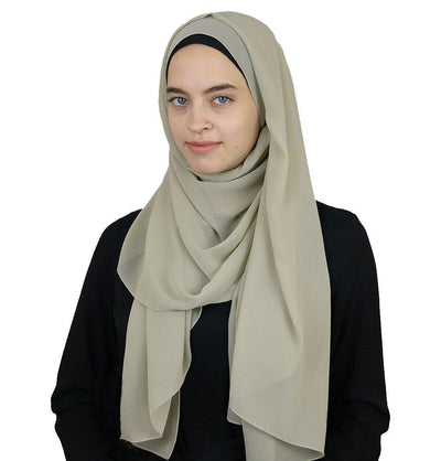 Modefa Shawl Beige Textured Micro Chiffon Hijab Shawl Beige