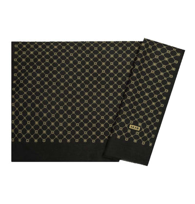 Modefa Shawl Black Aker Silk Cotton Patterned Shawl #7857-418
