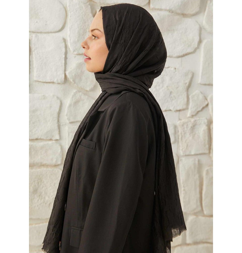 Modefa Shawl Black Bamboo Viscose Summer Hijab Shawl - Black