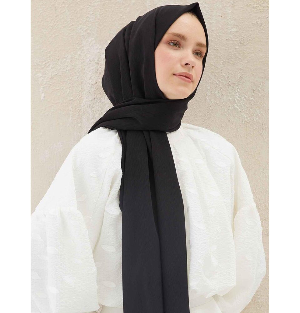 Modefa Shawl Black Crinkle Medine Hijab Shawl - Black