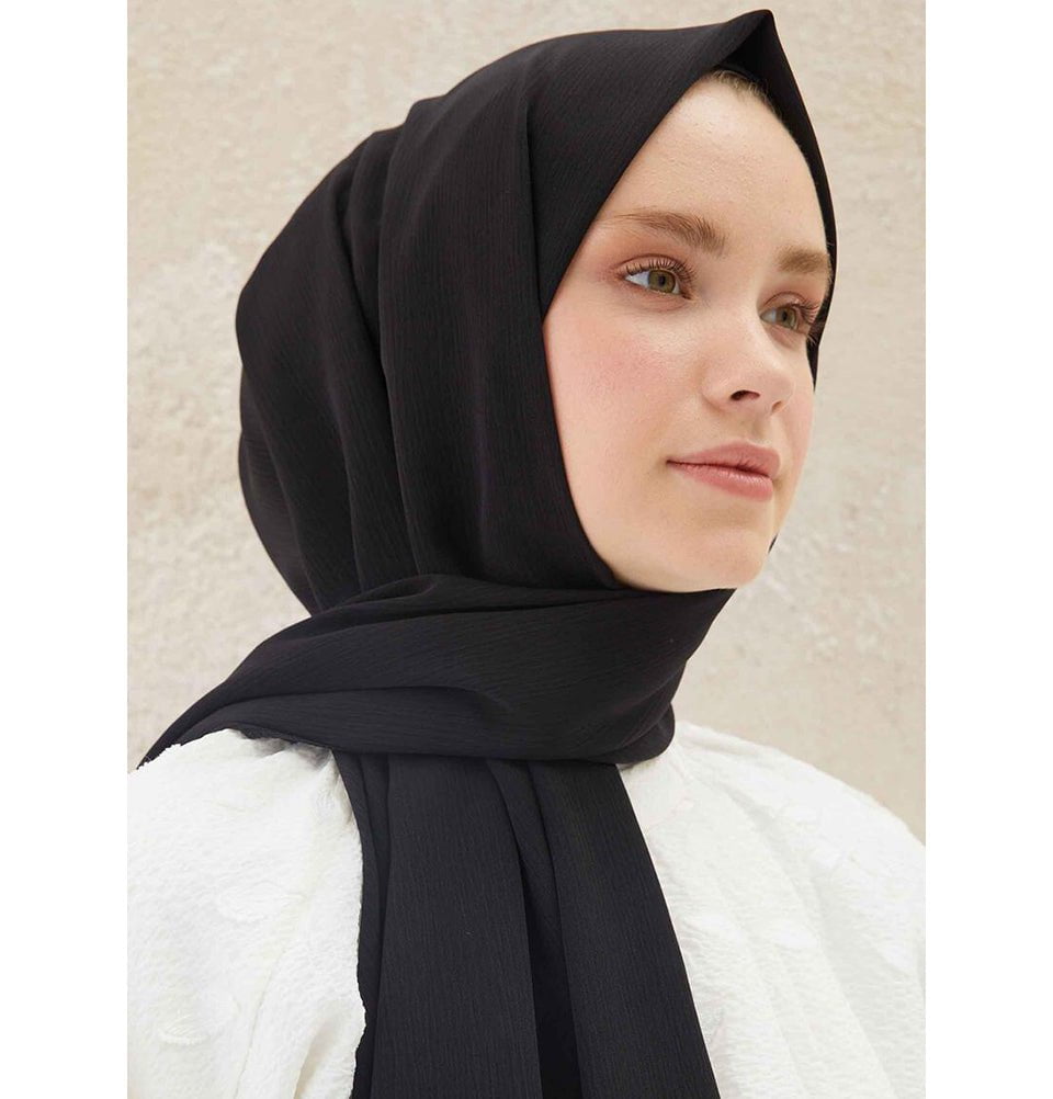 Modefa Shawl Black Crinkle Medine Hijab Shawl - Black