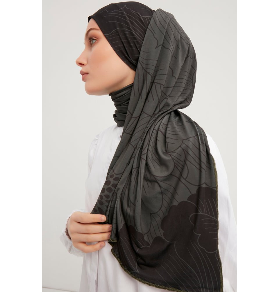 Modefa Shawl Black Modefa Sports Hijab Shawl - Lush Garden - Black