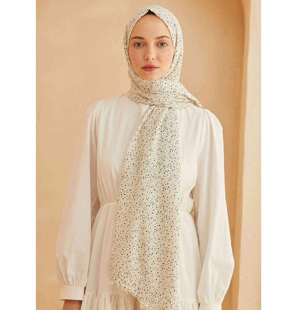 Modefa Shawl Black Patterned Cotton Shawl | Polka Dotted - Black