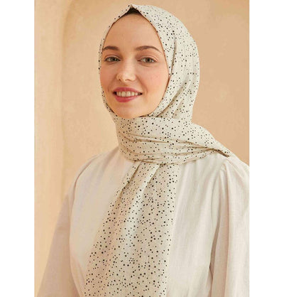 Modefa Shawl Black Patterned Cotton Shawl | Polka Dotted - Black