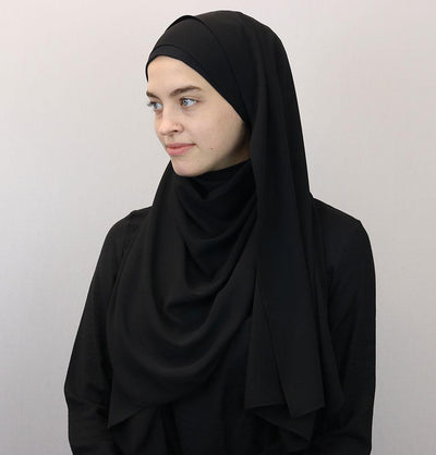 Medine Solid Chiffon Hijab Shawl Black