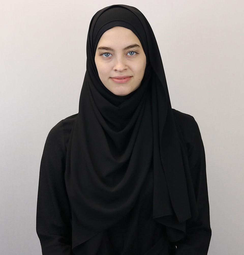 Medine Solid Chiffon Hijab Shawl Black