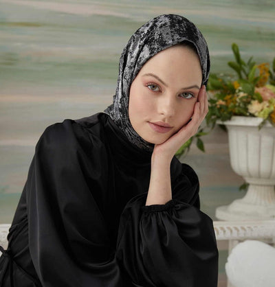 Modefa Shawl Black Silver Luxury Shine Hijab Shawl - Black Silver
