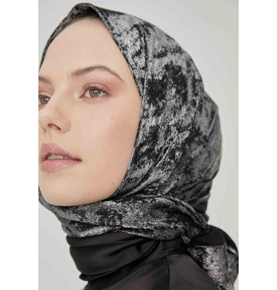Modefa Shawl Black Silver Luxury Shine Hijab Shawl - Black Silver