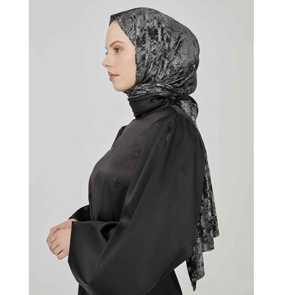 Modefa Shawl Black Silver Luxury Shine Hijab Shawl - Black Silver