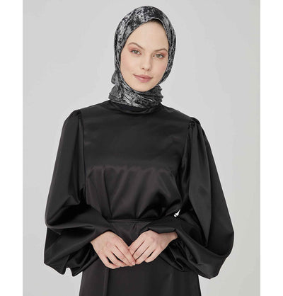 Modefa Shawl Black Silver Luxury Shine Hijab Shawl - Black Silver