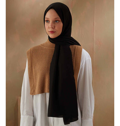 Modefa Shawl Black Solid Cotton Viscose Shawl - Black