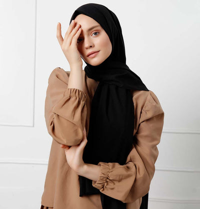 Modefa Shawl Black Solid Natural Cotton Shawl - Black
