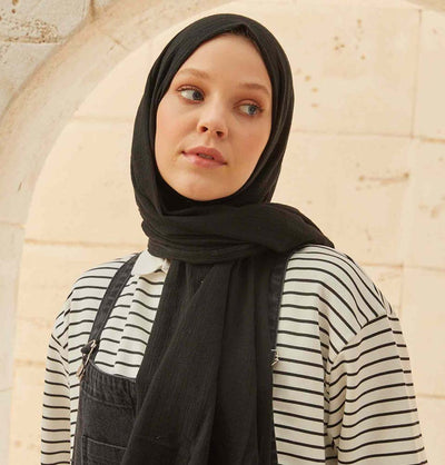 Modefa Shawl Black Solid Organic Cotton Shawl - Black
